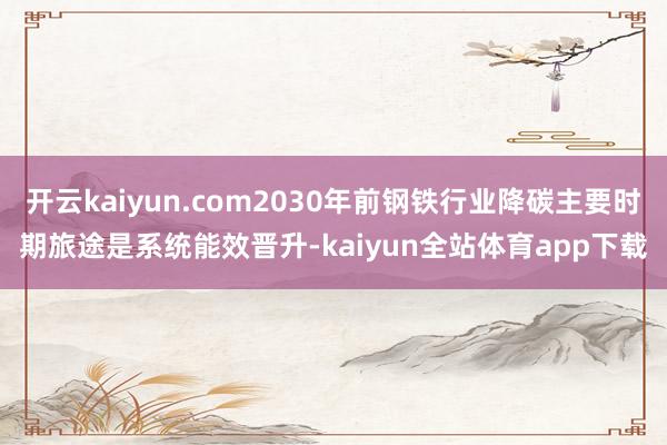 开云kaiyun.com2030年前钢铁行业降碳主要时期旅途是系统能效晋升-kaiyun全站体育app下载