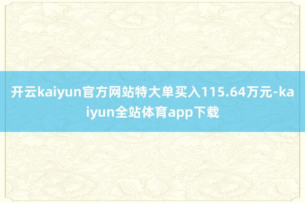 开云kaiyun官方网站特大单买入115.64万元-kaiyun全站体育app下载